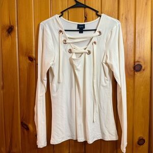 BUCKLE Cream Lace-Up Long Sleeve Top